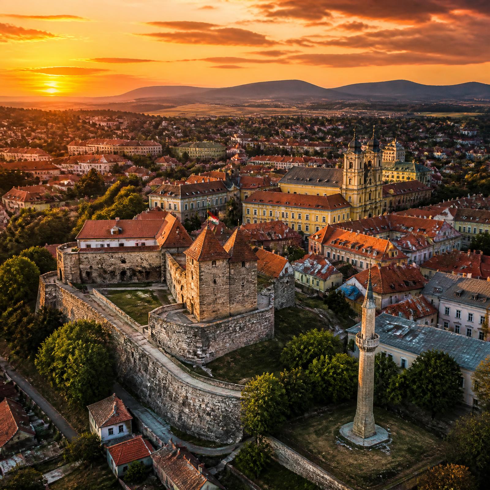 Eger belváros madártávlatból