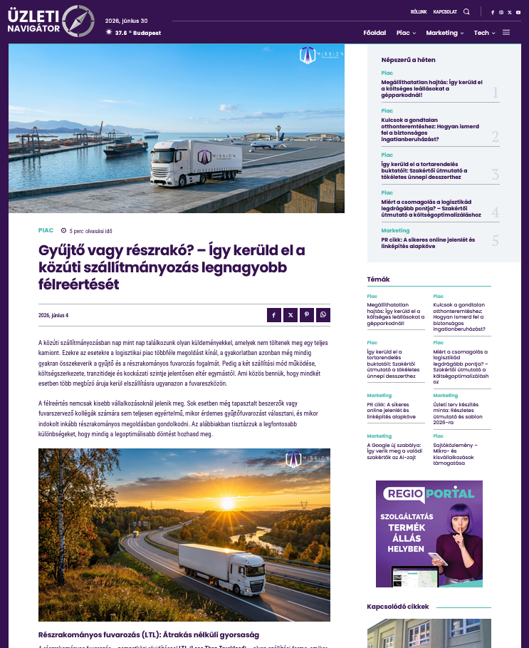Üzleti Navigátor cikkoldal
