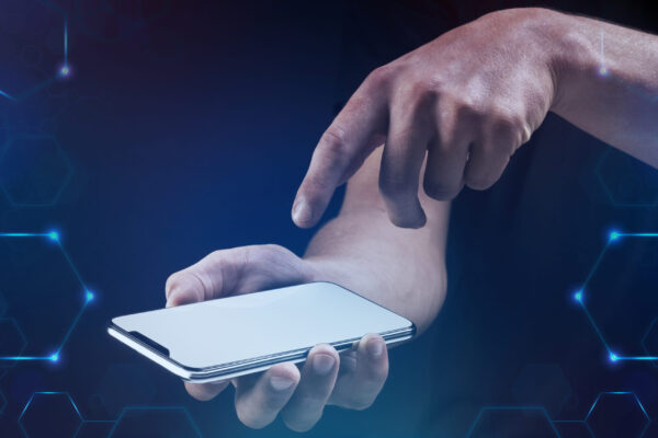 Man using a smartphone digital remix